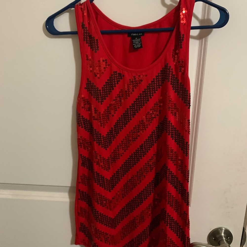 Medium red sequin tank top